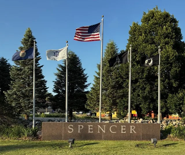 Spencer sign and flag poles
