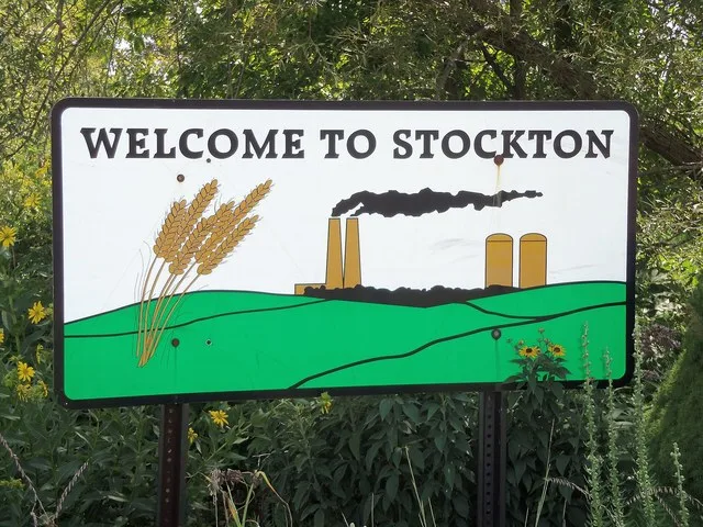 Welcome sign in Stockton, Iowa