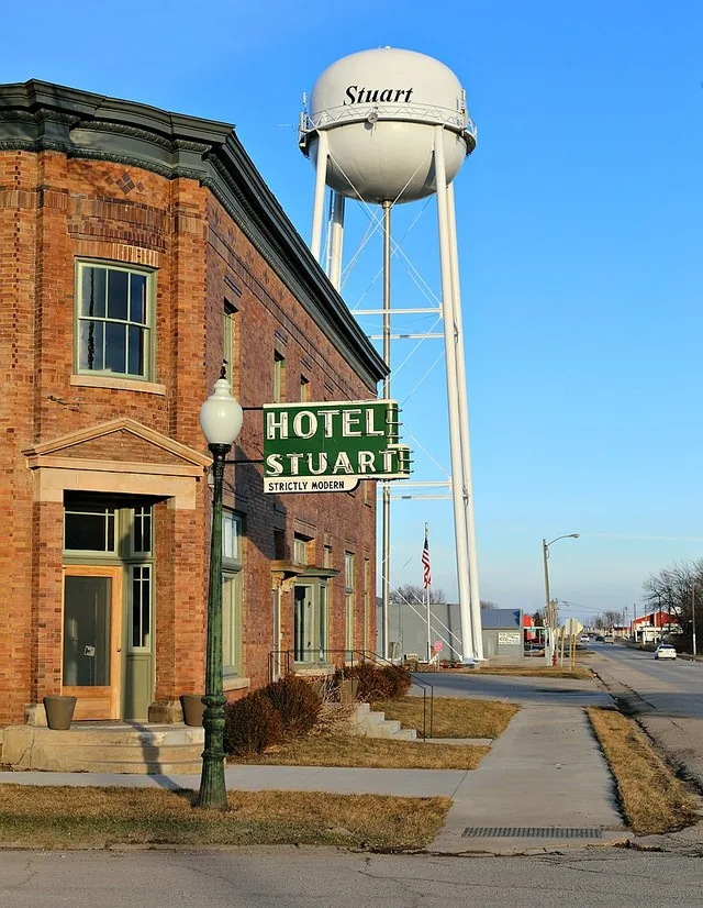 Hotel Stuart in Stuart, Iowa. This is an image of a place or building that is listed on the National Register of Historic Places in the United States of America . Its reference nu...