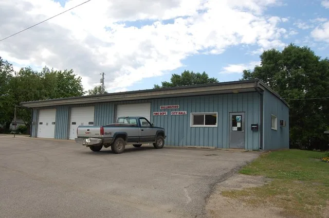 The small combined Fire Department and City Hall of Wallingford, Iowa.