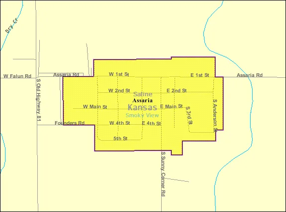 Detailed map of Assaria, Kansas