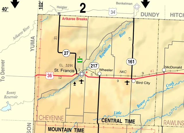 This map of Cheyenne County, Kansas , USA, is copied at a resolution of 300 pixels/inch from the original PDF file.