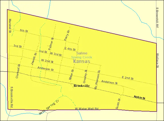 Detailed map of Brookville, Kansas