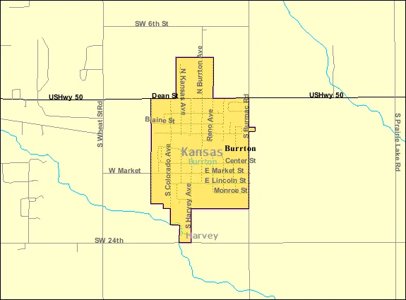 Detailed map of Burrton, Kansas