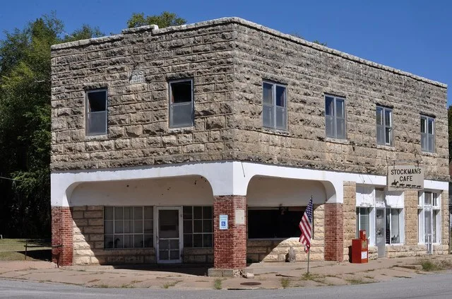 Cambridge, Kansas Ioof building and Stockman's Cafe