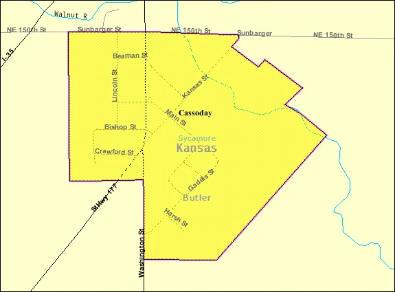 Map of Cassoday, Kansas