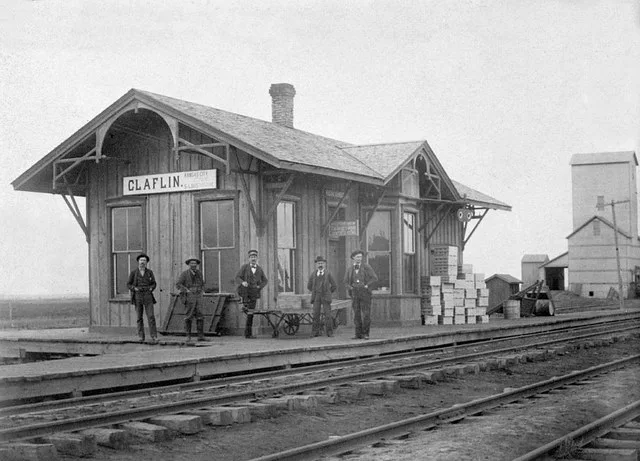 Missouri Pacific Railroad depot in Claflin, Kansas. The structure no longer stands.