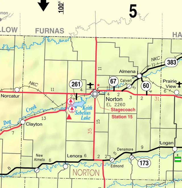 This map of Norton County, Kansas , USA, is copied at a resolution of 300 pixels/inch from the original PDF file.