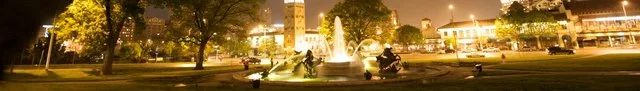 Jesse Clyde Nichols Memorial fountain at Country Club Plaza, Kansas City, Missouri, USA.