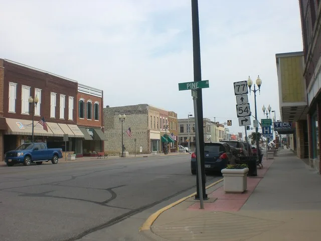 View of main street from pine in El Dorado, KS