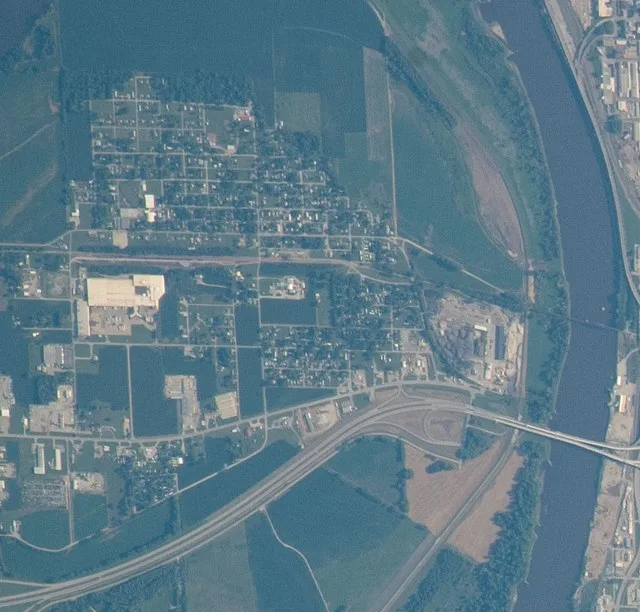 Cropped view of Elwood, Kansas , taken July 4, 2022 during Expedition 67 of the International Space Station.
