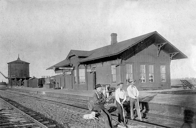 Atchison, Topeka & Santa Fe Railway Company depot at Englewood, Kansas.