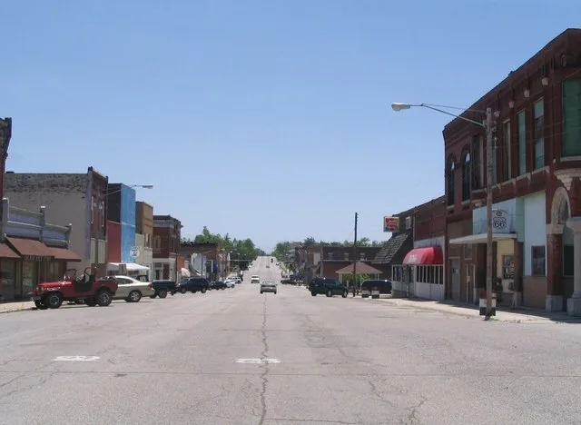 Main Street in Galena KS looking south from 4th Street. Old alignment of Route 66.