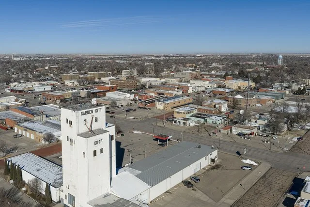Aerial view of downtown Garden City, Kansas
