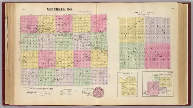 Zoomable full resolution image available at davidrumsey.com . This image 2818.232 is a part of image group 2818.000 . Hand col. lithographed map with 3 insets. Shows townships, se...