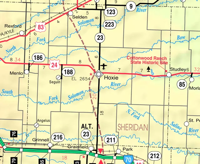 This map of Sheridan County, Kansas , USA, is copied at a resolution of 300 pixels/inch from the original PDF file.