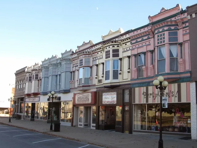 South side of the downtown square in Iola, KS