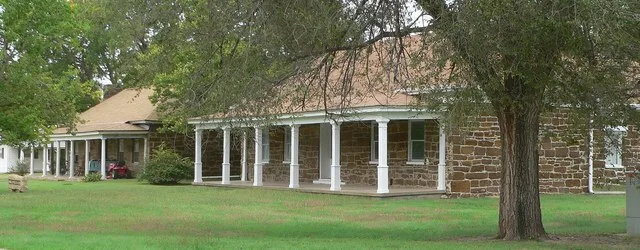 Fort Harker officers' quarters on north side of Ohio Street in Kanopolis, Kansas; seen from the southeast.