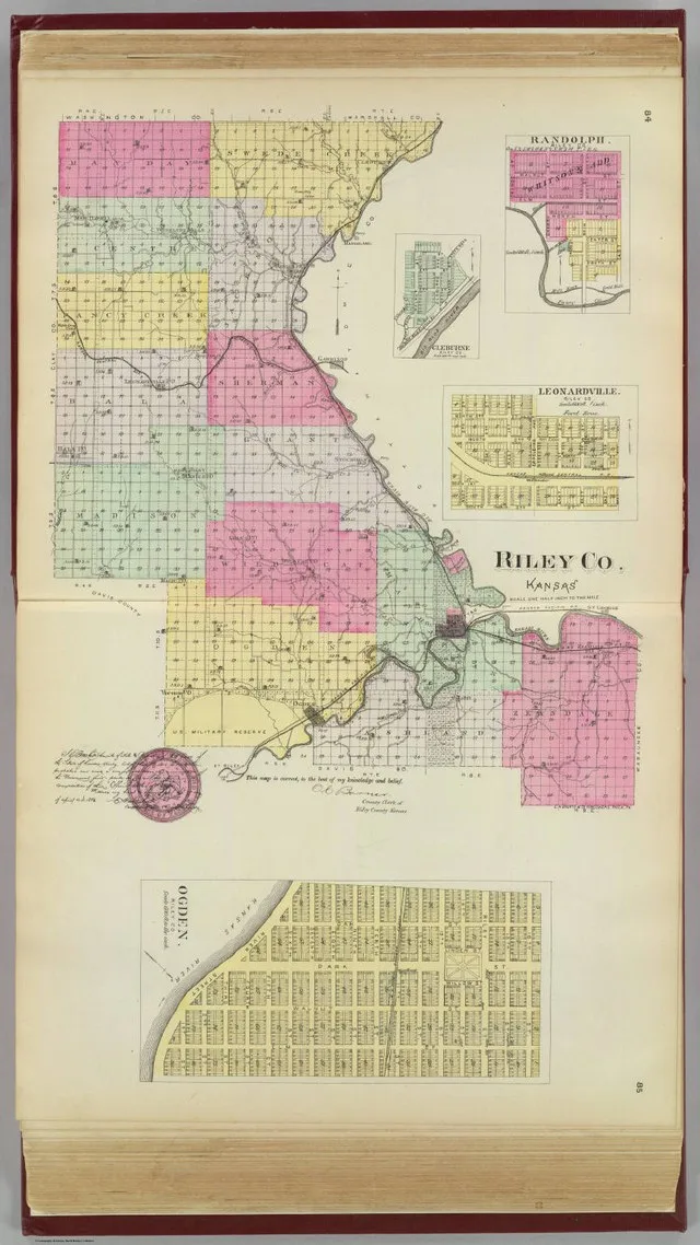 Zoomable full resolution image available at davidrumsey.com . This image 2818.124 is a part of image group 2818.000 . Hand col. lithographed map with 4 insets. Shows townships, se...