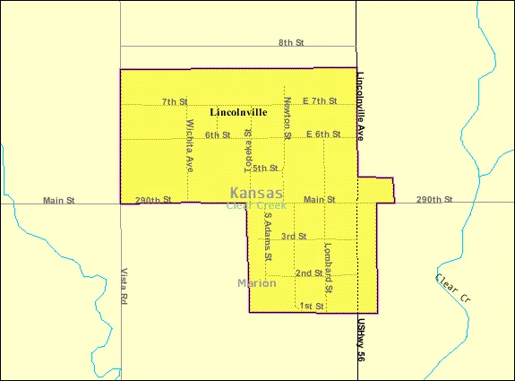 Map of Lincolnville, Kansas