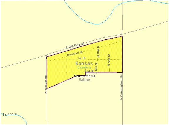 Detailed map of New Cambria, Kansas