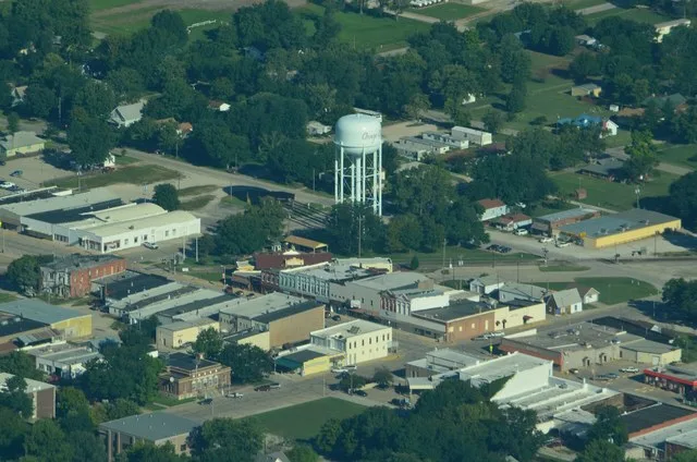 Aerial view of Osage City, Kansa