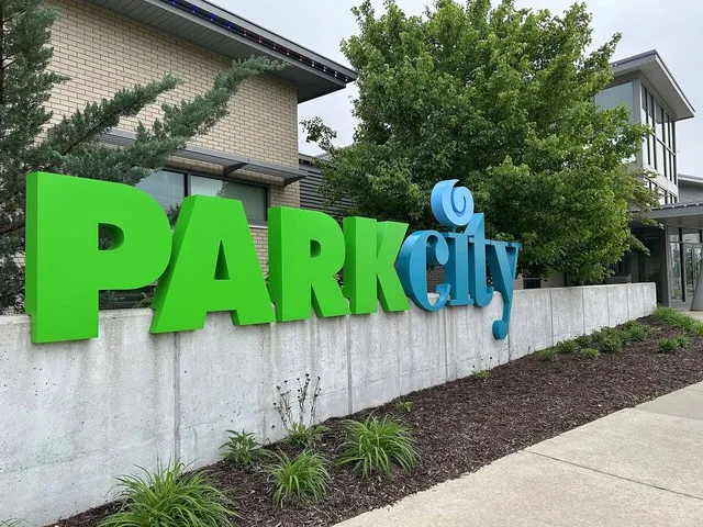 Sign in Park City, Kansas, in front of Park City's city hall