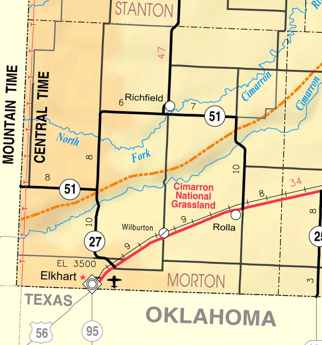 This map of Morton County, Kansas , USA, is copied at a resolution of 300 pixels/inch from the original PDF file.