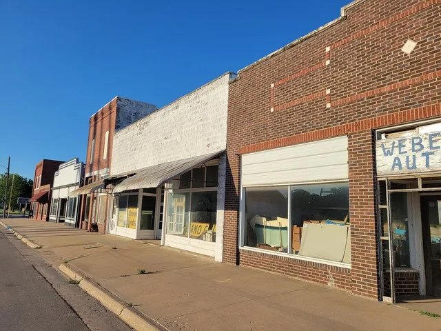 Main Street in Sawyer, Kansas, in June 2024