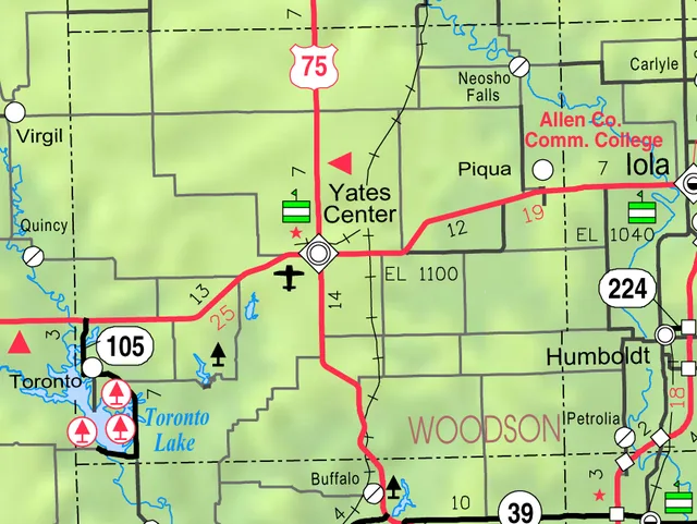 This map of Woodson County, Kansas , USA, is copied at a resolution of 300 pixels/inch from the original PDF file.