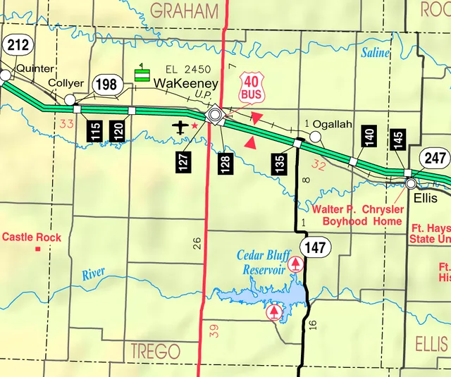This map of Trego County, Kansas , USA, is copied at a resolution of 300 pixels/inch from the original PDF file.