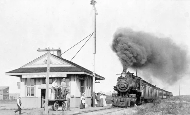 Missouri Pacific Railroad Company depot in Wilsey, Kansas.