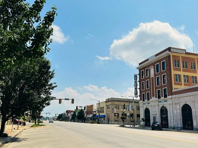 Downtown Winfield, Kansas in June 2023