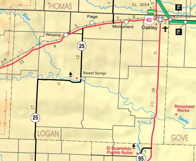 This map of Logan County, Kansas , USA, is copied at a resolution of 300 pixels/inch from the original PDF file.