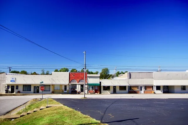 Businesses along Walnut Street in Arlington, Kentucky, United States.