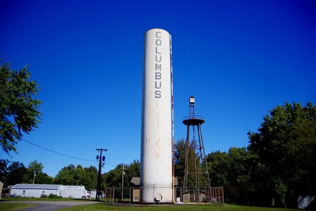 Water tower in Columbus, Kentucky, United States.