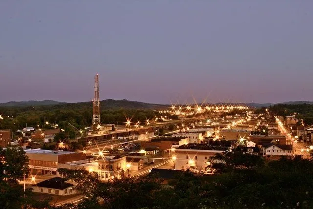 View of Downtown Corbin, Kentucky from North Kentucky Street, looking South down Main Street.