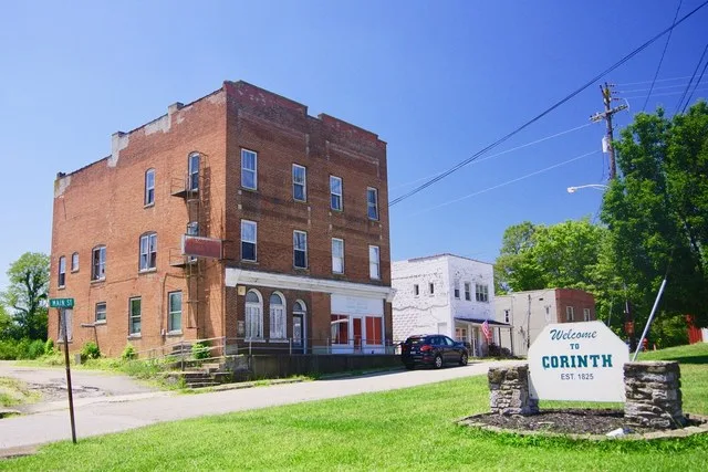 Buildings along Main Street in Corinth, Kentucky, United States.