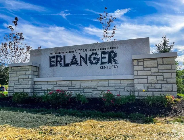 City of Erlanger Entrance Sign at the corner of Stevenson Rd and Turkeyfoot Rd