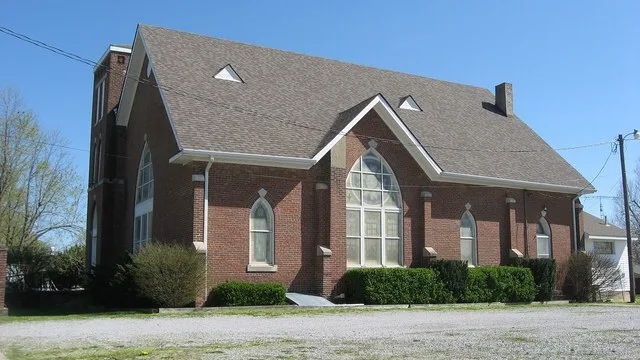 Western side and front of the former Fredonia Cumberland Presbyterian Church (now Unity Baptist Church), located at 20613 Marion Road ( U.S. Route 641 / Kentucky Route 70 / Kentuc...