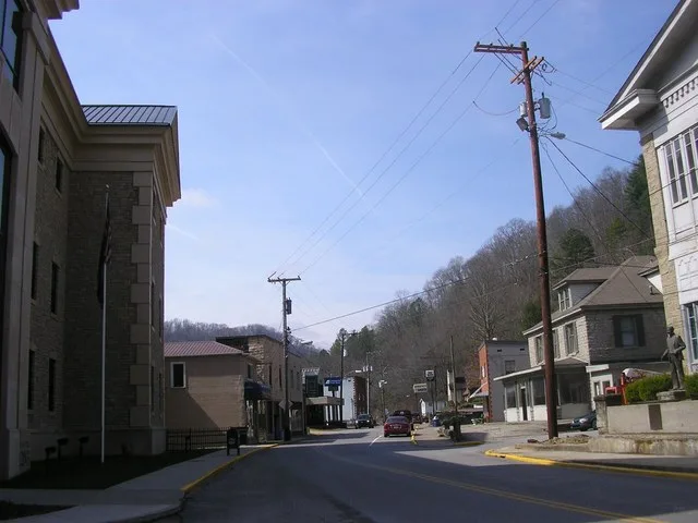 Main Street in Hindman, Kentucky.