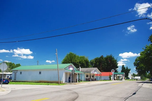 Buildings along Lafayette Road (Kentucky Route 107) in LaFayette, Kentucky, United States.