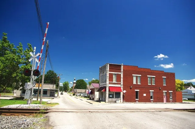 Main Street (Kentucky Route 115/1027) in Pembroke, Kentucky, United States.