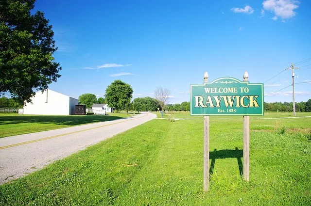 Welcome sign along Kentucky Route 84 in Raywick, Kentucky, United States.