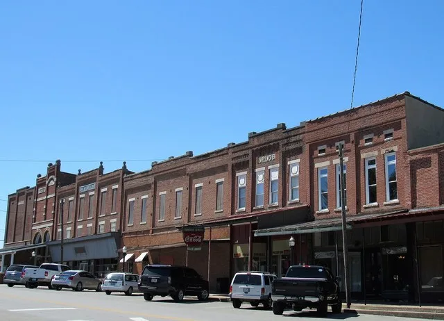 Buildings in the commercial district of Sebree, Kentucky.