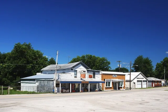 Buildings along Main Street (Kentucky Route 84) in Sonora, Kentucky, United States.
