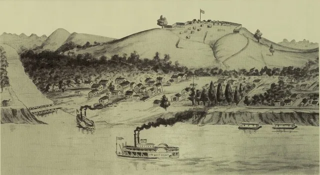 Sketch of the north side of Fort Duffield in 1861. Overlooking the Ohio and Salt Rivers
