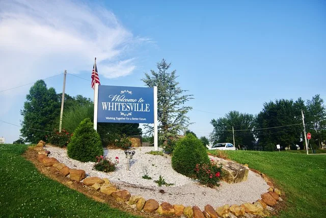 Welcome sign in Whitesville, Kentucky, United States.