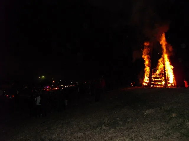 Christmas Eve bonfires along the Mississippi River. Lutcher, Louisiana, 2010.