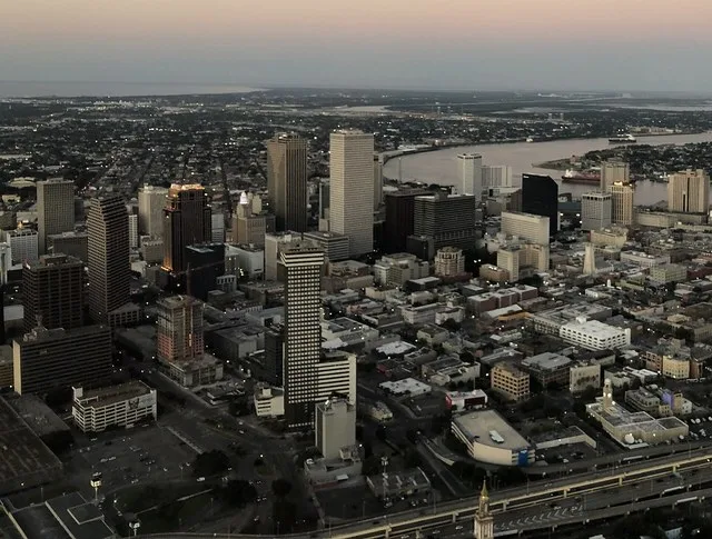 New Orleans from the Air- High rises of the Central Business District